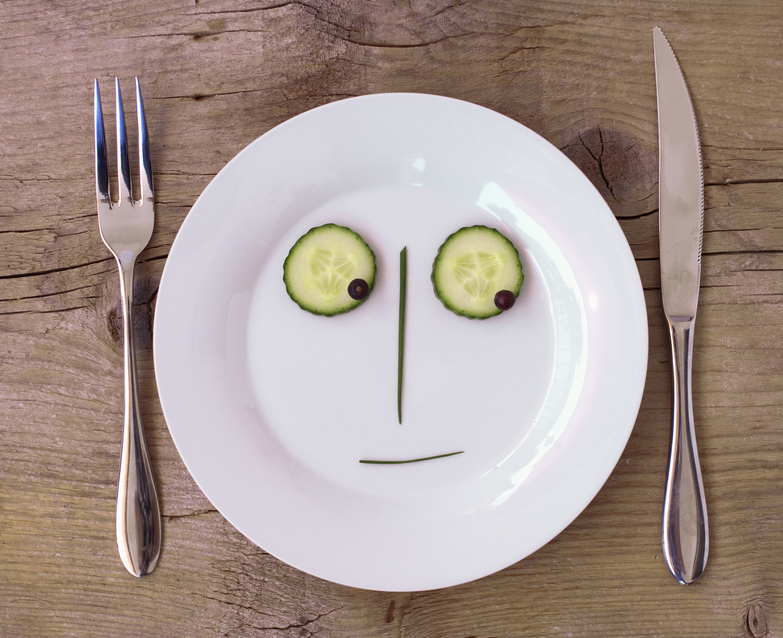 Vegetable Face on Plate - Male, Sceptical